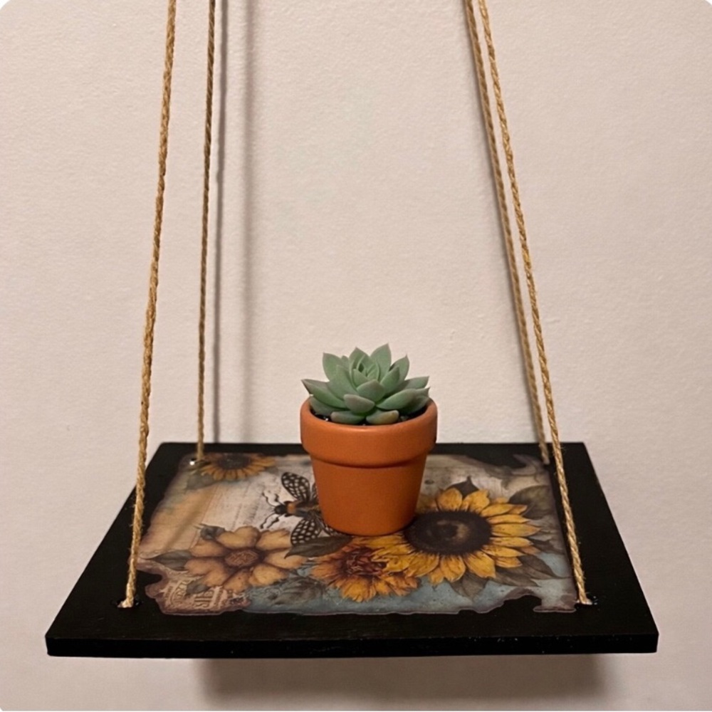 Hand crafted Sunflower and Bee Hanging shelf Decor